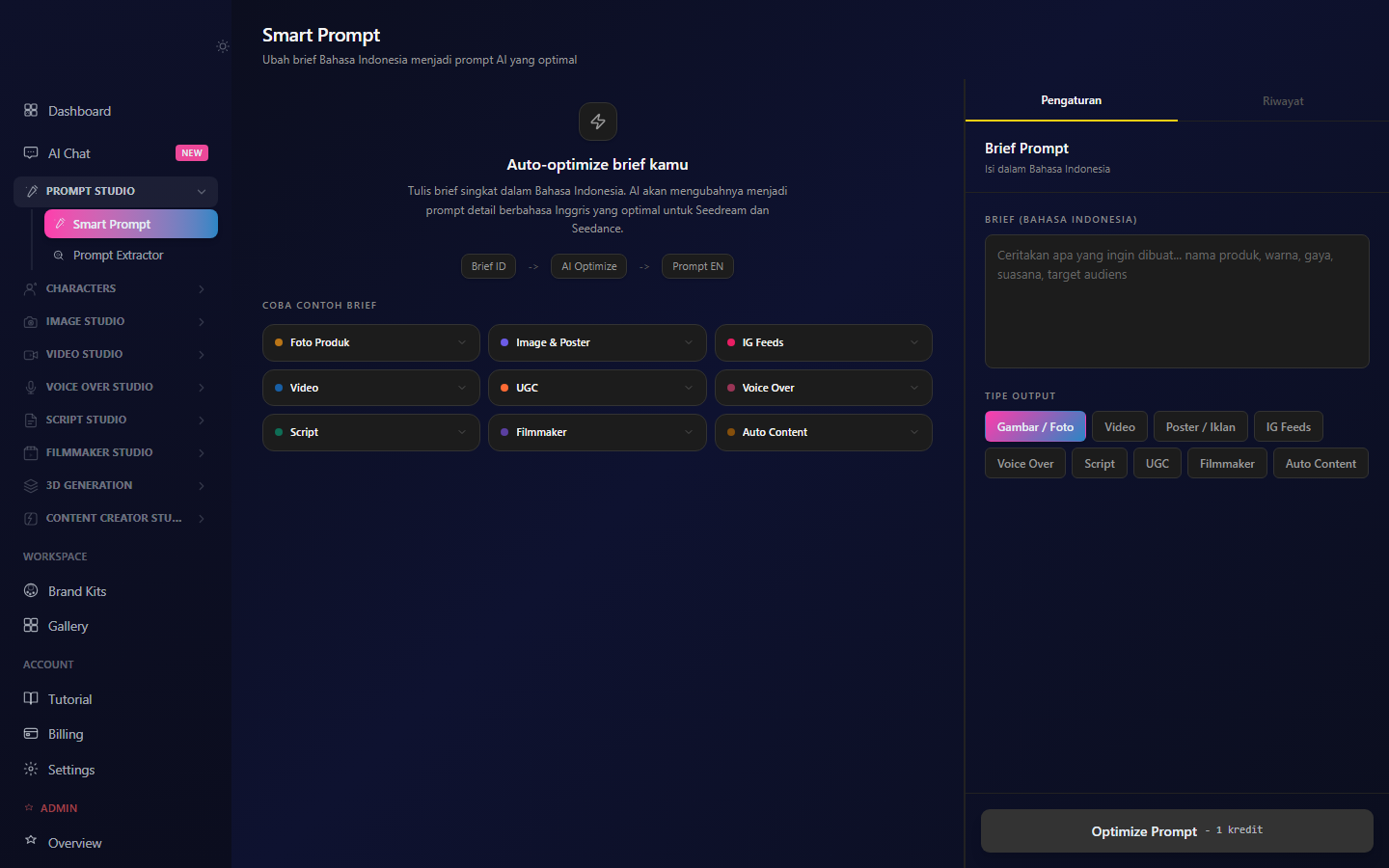 Brief → prompt sempurna